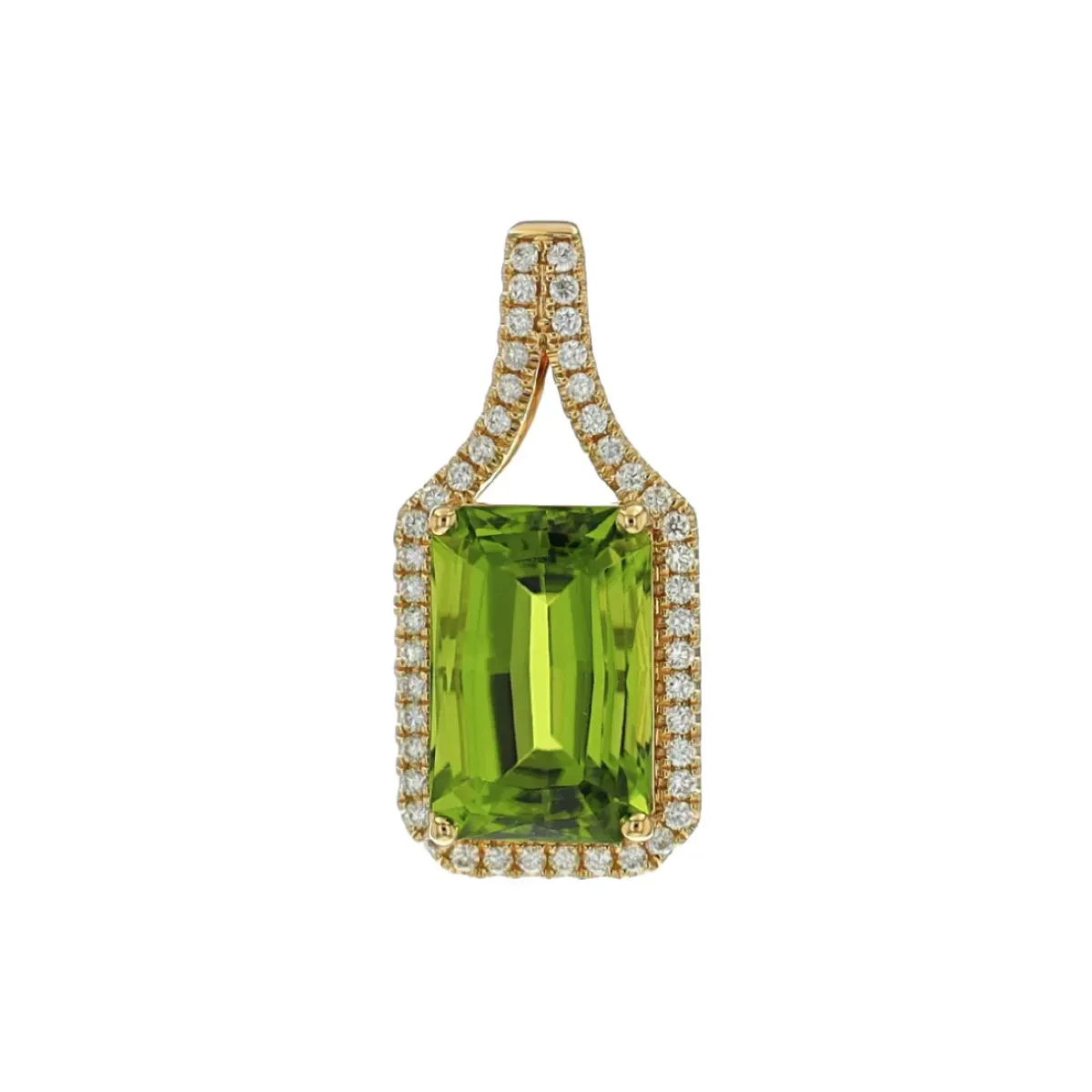 Josephs Jewelers Necklaces And Pendants>14K Yellow Gold Radiant Peridot Pendant