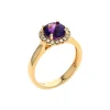 Josephs Jewelers Rings>14K Yellow Gold Round Amethyst and Diamond Halo Ring
