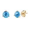 Josephs Jewelers Earrings>14K Yellow Gold Round Blue Topaz Stud Earrings