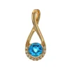 Josephs Jewelers Necklaces And Pendants>14K Yellow Gold Round Blue Topaz and Diamond Pendant