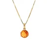Josephs Jewelers Necklaces And Pendants>14K Yellow Gold Round Checkerboard Citrine Pendant with Chain