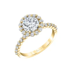 Josephs Jewelers Engagement Rings>14K Yellow Gold Round Cut Classic Halo Engagement Ring – Athena