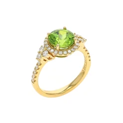 Josephs Jewelers Rings>14K Yellow Gold Round Peridot and Diamond Ring