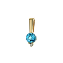 Josephs Jewelers Necklaces And Pendants>14K Yellow Gold Round Swiss Blue Topaz and Diamond Tension Pendant