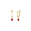 Josephs Jewelers Earrings>14K Yellow Gold Ruby Bezel Dangle Earrings