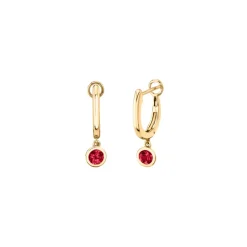 Josephs Jewelers Earrings>14K Yellow Gold Ruby Bezel Dangle Earrings