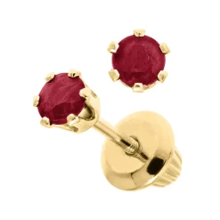 Josephs Jewelers Earrings>14K Yellow Gold Ruby Children’s Earrings