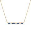 Josephs Jewelers Necklaces And Pendants>14K Yellow Gold Sapphire and Diamond Bar Necklace