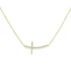 Josephs Jewelers Necklaces And Pendants>14K Yellow Gold Sideways Diamond Cross Necklace