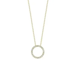 Josephs Jewelers Necklaces And Pendants>18K Yellow Gold Small Open Circle Diamond Pendant with Chain