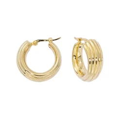 Josephs Jewelers Earrings>14K Yellow Gold Small Ribbed Hoop Earrings