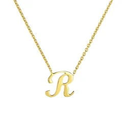 Josephs Jewelers Necklaces And Pendants>18K Yellow Gold Small Script “R” Necklace