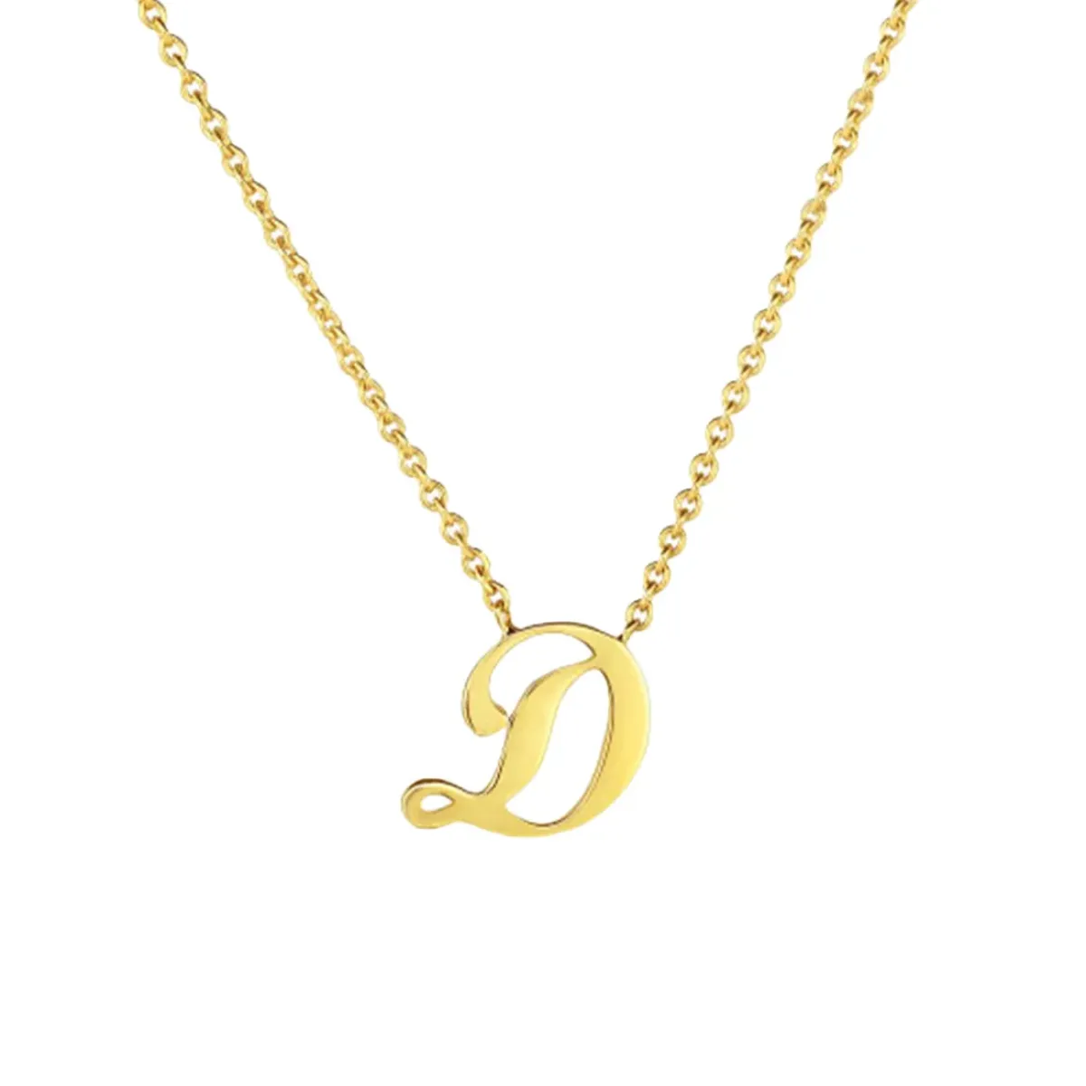 Josephs Jewelers Necklaces And Pendants>18K Yellow Gold Small Script “D” Pendant with Chain