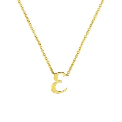 Josephs Jewelers Necklaces And Pendants>18K Yellow Gold Small Script “E” Pendant with Chain