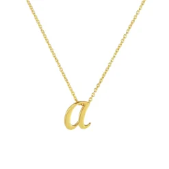 Josephs Jewelers Necklaces And Pendants>18K Yellow Gold Small Script “A” Pendant with Chain