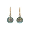 Josephs Jewelers Earrings>14K Yellow Gold Tahitian Pearl and Diamond Dangle Earrings