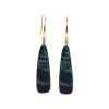 Josephs Jewelers Earrings>14K Yellow Gold Triangular Opal Doublet and Diamond Dangle Earrings