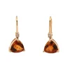 Josephs Jewelers Earrings>14K Yellow Gold Trilliant Cirtine and Diamond Dangle Earrings