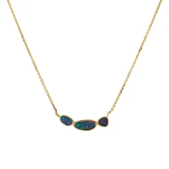 Josephs Jewelers Necklaces And Pendants>14K Yellow Gold Triple Australian Opal Doublet Necklace