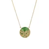 Josephs Jewelers Necklaces And Pendants>14K Yellow Gold Tsavorite Satin Finish Circle Necklace
