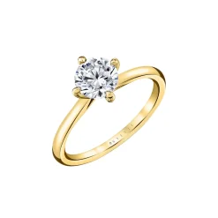 Josephs Jewelers Engagement Rings>14K Yellow Gold Tulira Compass Set Solitaire Vine Prong Engagement Ring – Wren
