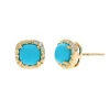 Josephs Jewelers Earrings>14K Yellow Gold Turquoise and Diamond Stud Earrings