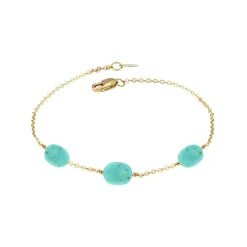 Josephs Jewelers Bracelets>14K Yellow Gold Turquoise Nugget Station Bracelet