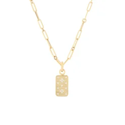 Josephs Jewelers Necklaces And Pendants>18K Yellow Gold Venetian Princess Diamond Dog Tag with Chain