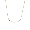 Josephs Jewelers Necklaces And Pendants>14K Yellow Gold White Akoya Pearl and Black Diamond Necklace