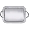 Josephs Jewelers Serveware>Mariposa – Pearled Rectangular Handled Tray