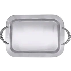 Josephs Jewelers Serveware>Mariposa – Pearled Rectangular Handled Tray