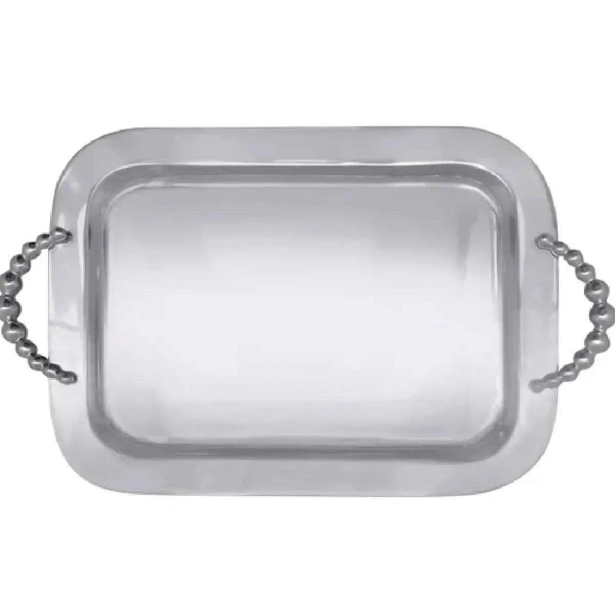 Josephs Jewelers Serveware>Mariposa – Pearled Rectangular Handled Tray