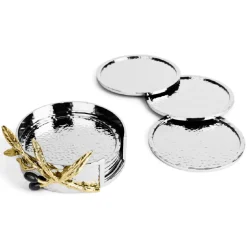 Josephs Jewelers Serveware>Michael Aram – Olive Branch Coaster Set of 6