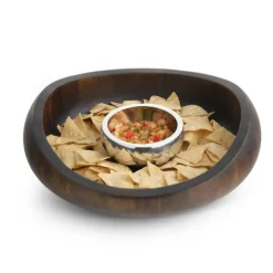 Josephs Jewelers Serveware>Nambe – Espresso Butterfly Chip & Dip Bowl