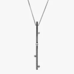 Josephs Jewelers Necklaces And Pendants>Oxidized Sterling Silver Stick Freshwater Pearl Pendant with Chain