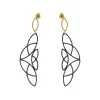 Josephs Jewelers Earrings>Oxidized Sterling Silver and Yellow Gold Plated Lace Drop Earrings