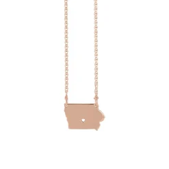 Josephs Jewelers Necklaces And Pendants>Rose Gold Plated Sterling Silver Iowa Necklace