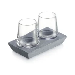 Josephs Jewelers Serveware>Simon Pearce -Alpine Whiskey Set with Soapstone Base