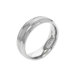 Josephs Jewelers Wedding Bands For Men>Stainless Steel 7 mm Ridged Wedding Band