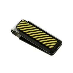 Josephs Jewelers Money Clips>Stainless Steel Black and Yellow Inlay Money Clip