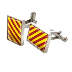 Josephs Jewelers Cufflinks, Tie Bars, And Pins>Stainless Steel Crimson and Yellow Cufflinks