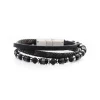 Josephs Jewelers Men’s Jewelry>Stainless Steel Jasper and Onyx Leather Bracelet