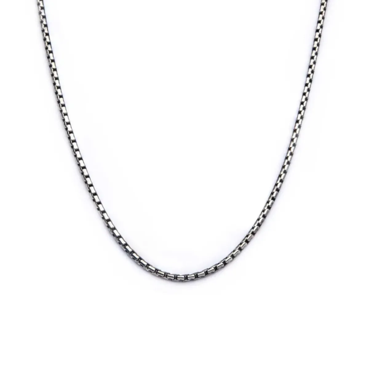 Josephs Jewelers Men’s Jewelry>Stainless Steel Oxidized 22″ Boston Chain