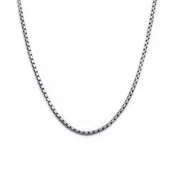 Josephs Jewelers Men’s Jewelry>Stainless Steel Oxidized 20″ Inch Boston Link Chain