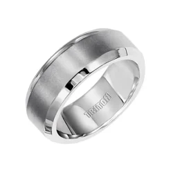 Josephs Jewelers Wedding Bands For Men>Steel Beveled Edge Wedding Band