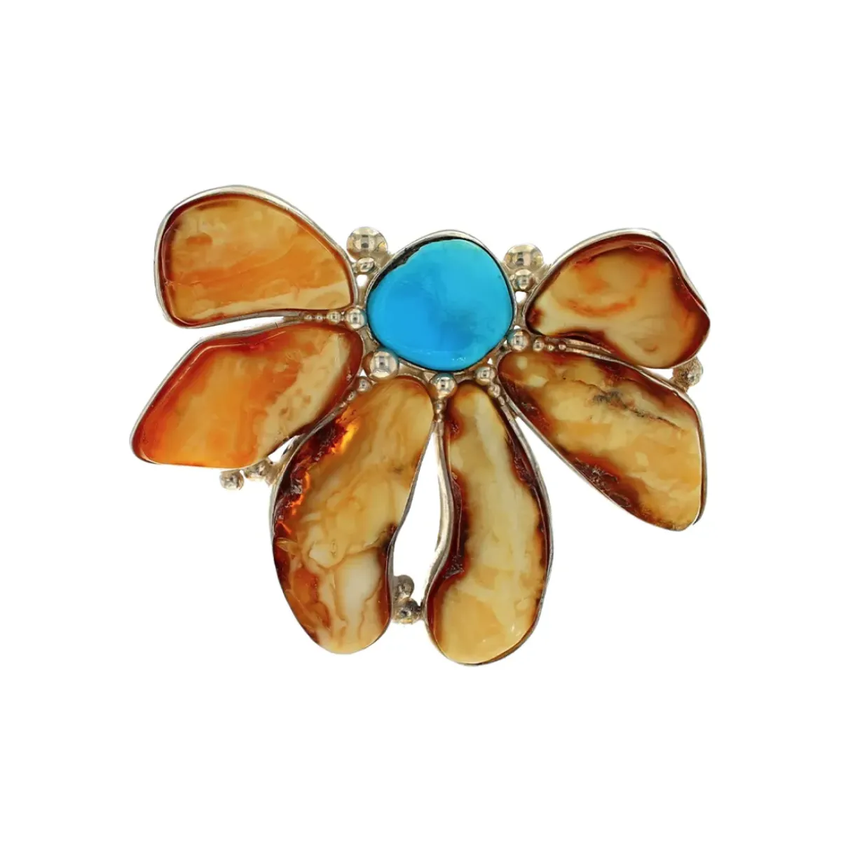 Josephs Jewelers Necklaces And Pendants>Sterling Silver Amber and Turquoise Pendant/Pin