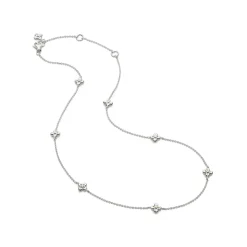 Josephs Jewelers Necklaces And Pendants>Sterling Silver and Gold Plated Flower Station Necklace