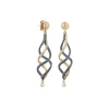 Josephs Jewelers Earrings>Sterling Silver and 22K Yellow Gold Diamond Twirl Earrings