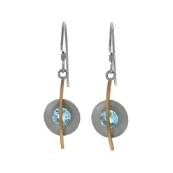Josephs Jewelers Earrings>Sterling Silver and Yellow Gold Filled Blue Topaz Drop Earrings