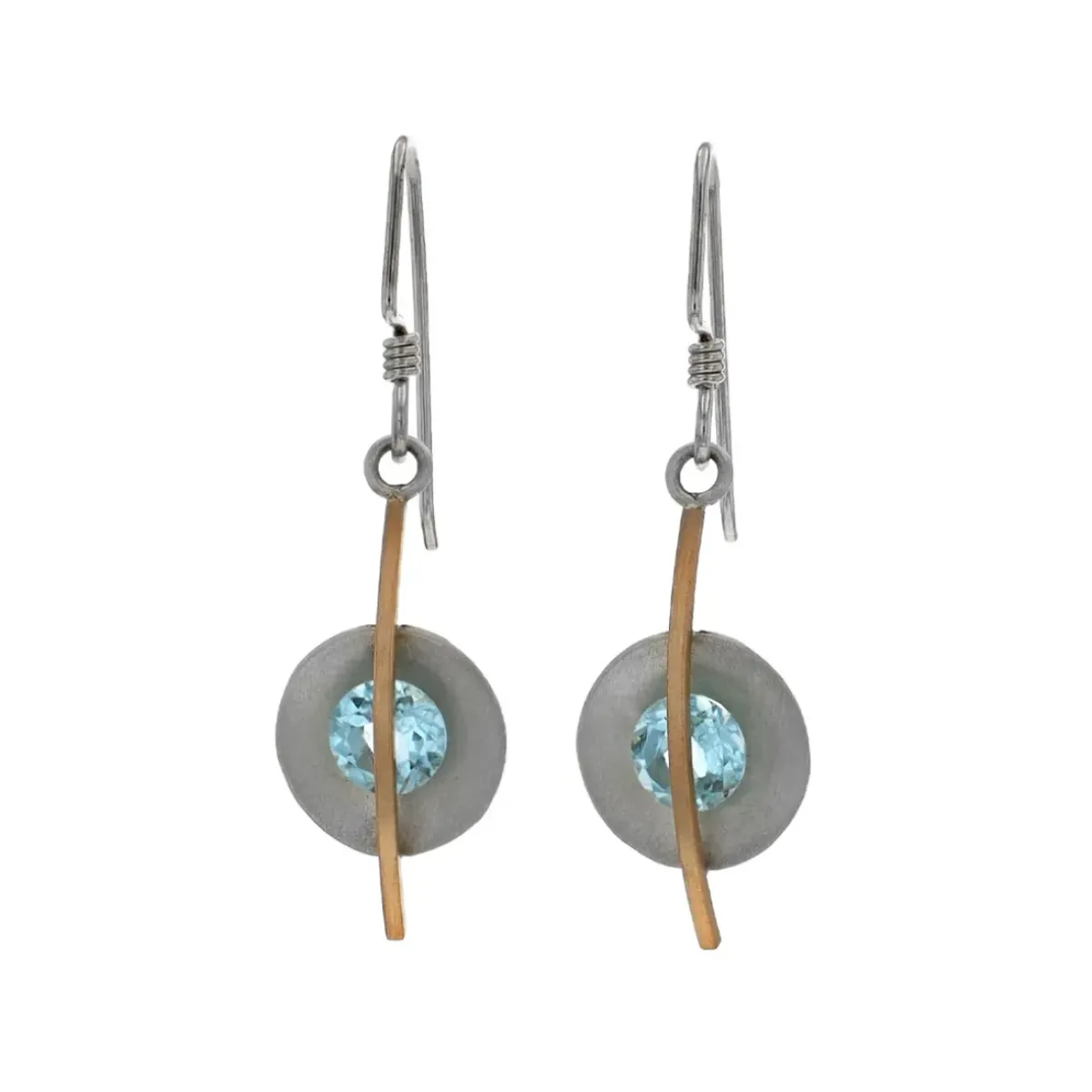 Josephs Jewelers Earrings>Sterling Silver and Yellow Gold Filled Blue Topaz Drop Earrings